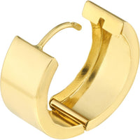 Olas d'Oro - 10K Yellow Gold 15mm Round Stamping Hoop Earrings with Hinge Closure