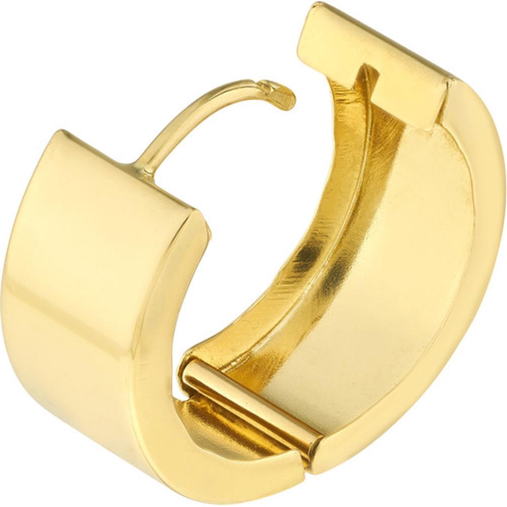 Olas d'Oro - 10K Yellow Gold 15mm Round Stamping Hoop Earrings with Hinge Closure