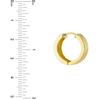 Olas d'Oro - 10K Yellow Gold 15mm Round Stamping Hoop Earrings with Hinge Closure
