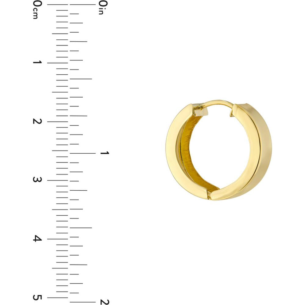 Olas d'Oro - 10K Yellow Gold 15mm Round Stamping Hoop Earrings with Hinge Closure