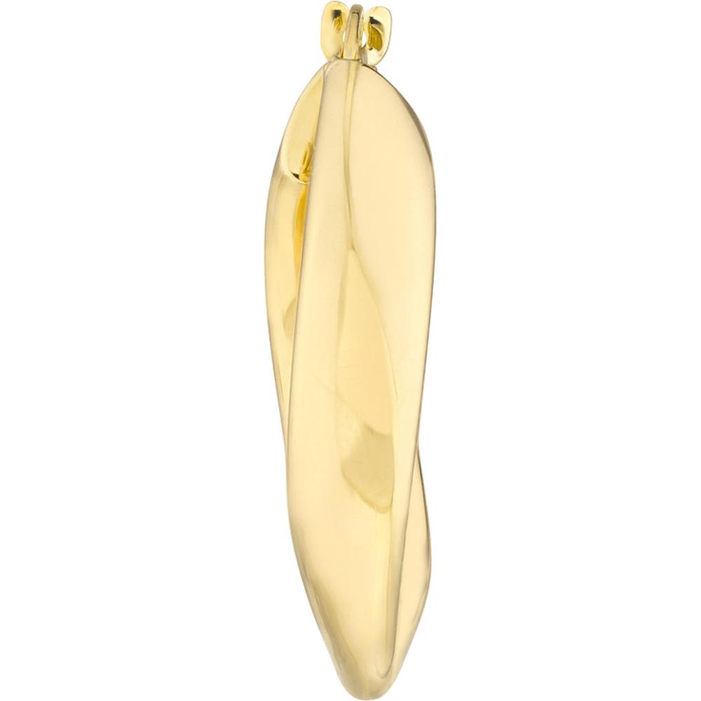 Olas d'Oro - 10K Yellow Gold 15mm Waved Polished Hoop Earrings - 2.20 Grams Total Weight