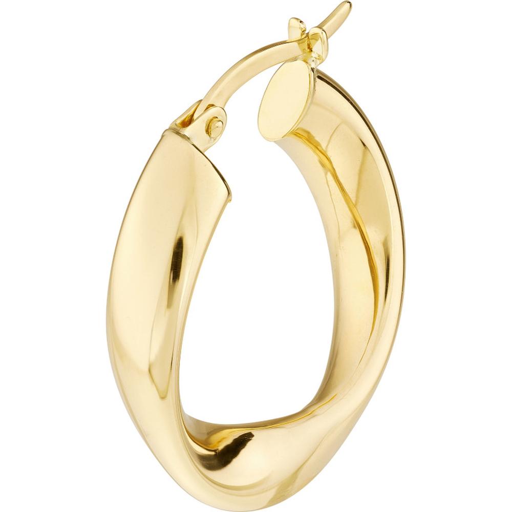 Olas d'Oro - 10K Yellow Gold 15mm Waved Polished Hoop Earrings - 2.20 Grams Total Weight