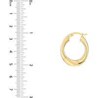 Olas d'Oro - 10K Yellow Gold 15mm Waved Polished Hoop Earrings - 2.20 Grams Total Weight