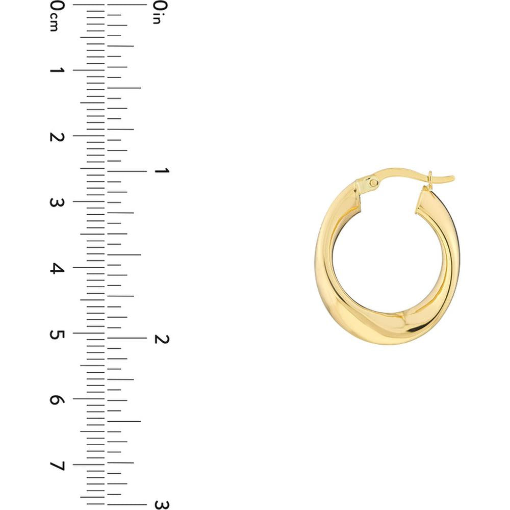 Olas d'Oro - 10K Yellow Gold 15mm Waved Polished Hoop Earrings - 2.20 Grams Total Weight