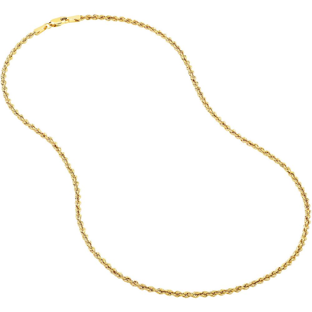 Olas d'Oro - 10K Yellow Gold 18" 2mm Light Rope Chain Necklace with Lobster Lock - 1.85 Grams