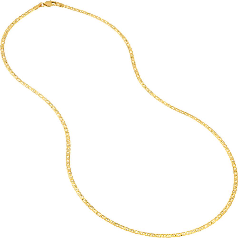 Olas d'Oro - 10K Yellow Gold 2.30mm Mariner Chain with Lobster Lock - 22" Necklace