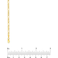 Olas d'Oro - 10K Yellow Gold 2.85mm Light Concave Figaro Chain - 24" Length