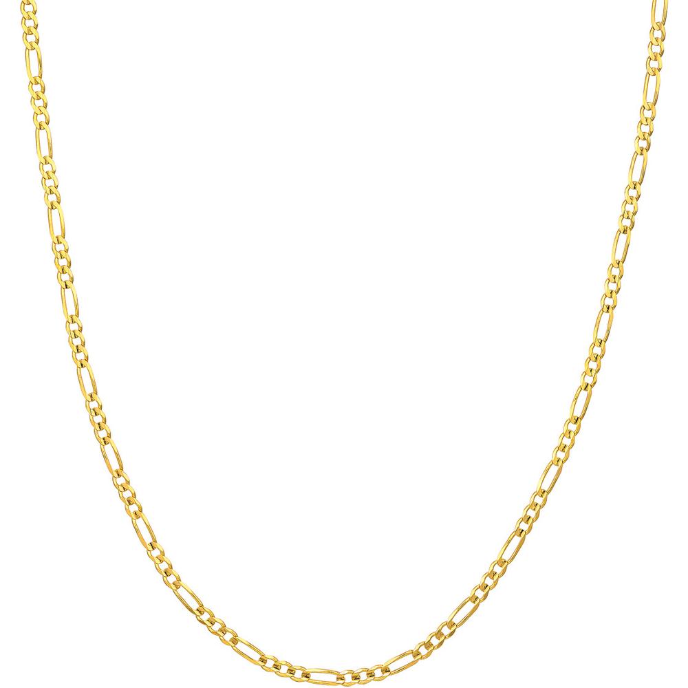 Olas d'Oro - 10K Yellow Gold 2.85mm Light Concave Figaro Chain Necklace with Lobster Lock - 22 Inches