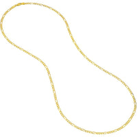 Olas d'Oro - 10K Yellow Gold 2.85mm Light Concave Figaro Chain Necklace with Lobster Lock - 22 Inches