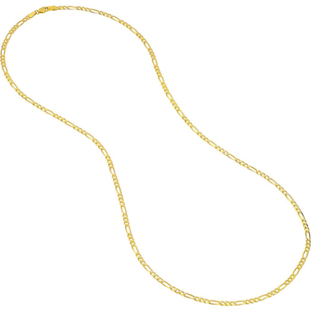 Olas d'Oro - 10K Yellow Gold 2.85mm Light Concave Figaro Chain Necklace with Lobster Lock - 22 Inches