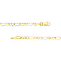 Olas d'Oro - 10K Yellow Gold 2.85mm Light Concave Figaro Chain Necklace with Lobster Lock - 22 Inches
