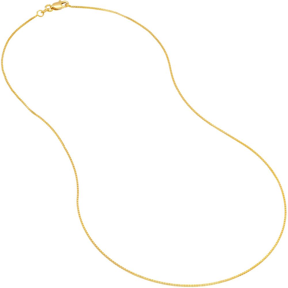 Olas d'Oro - 10K Yellow Gold 20" Box Chain Necklace with Lobster Lock - 0.73mm Width