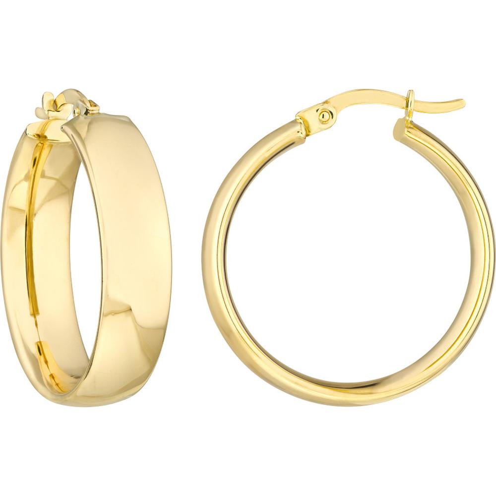 Olas d'Oro - 10K Yellow Gold 20mm Round High Polished Hoop Earrings - 2.67 Grams Total Weight
