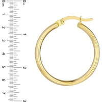 Olas d'Oro - 10K Yellow Gold 20mm Round High Polished Hoop Earrings - 2.67 Grams Total Weight