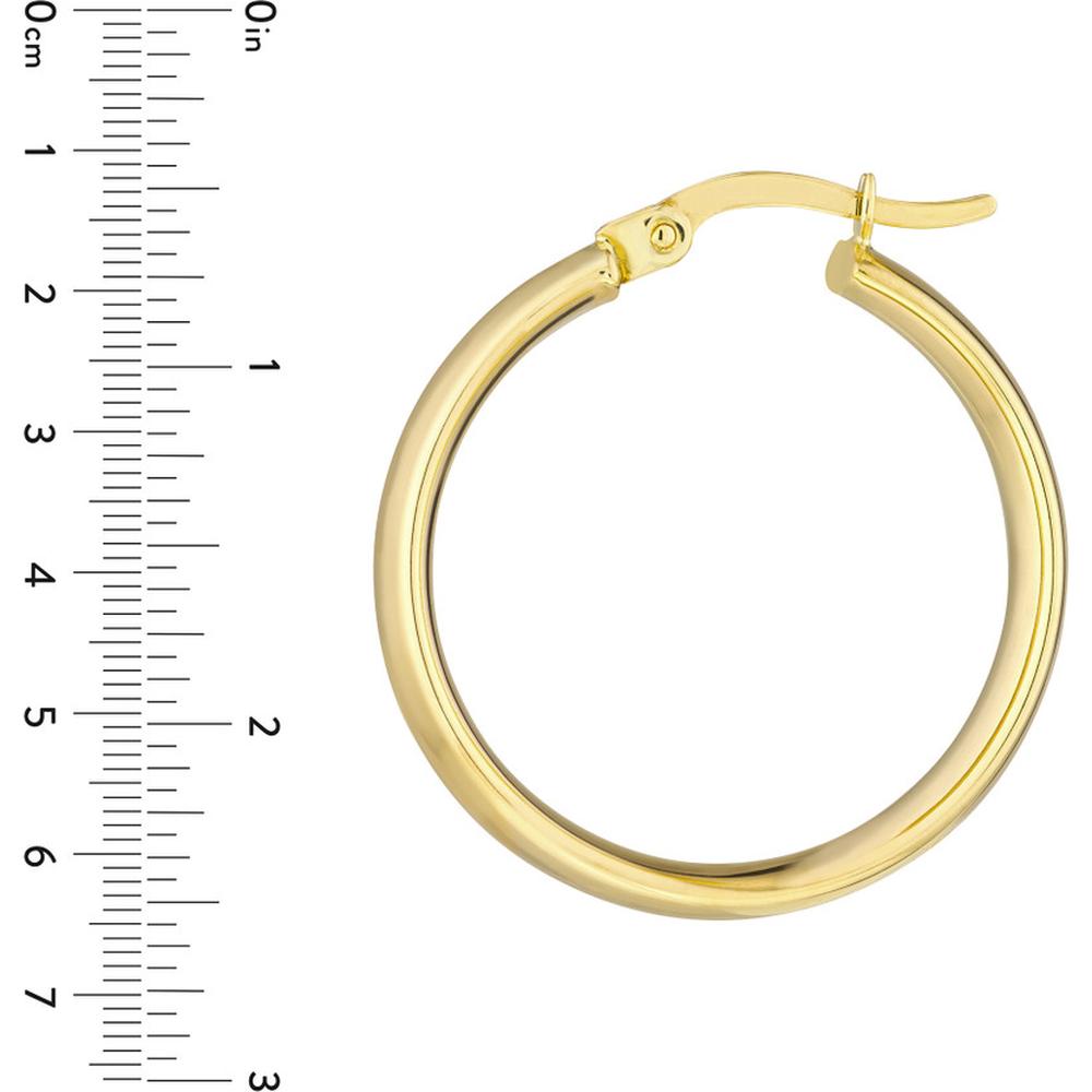 Olas d'Oro - 10K Yellow Gold 20mm Round High Polished Hoop Earrings - 2.67 Grams Total Weight