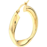 Olas d'Oro - 10K Yellow Gold 20mm Round Waved Polished Hoop Earrings - 2.55 Grams Total Weight