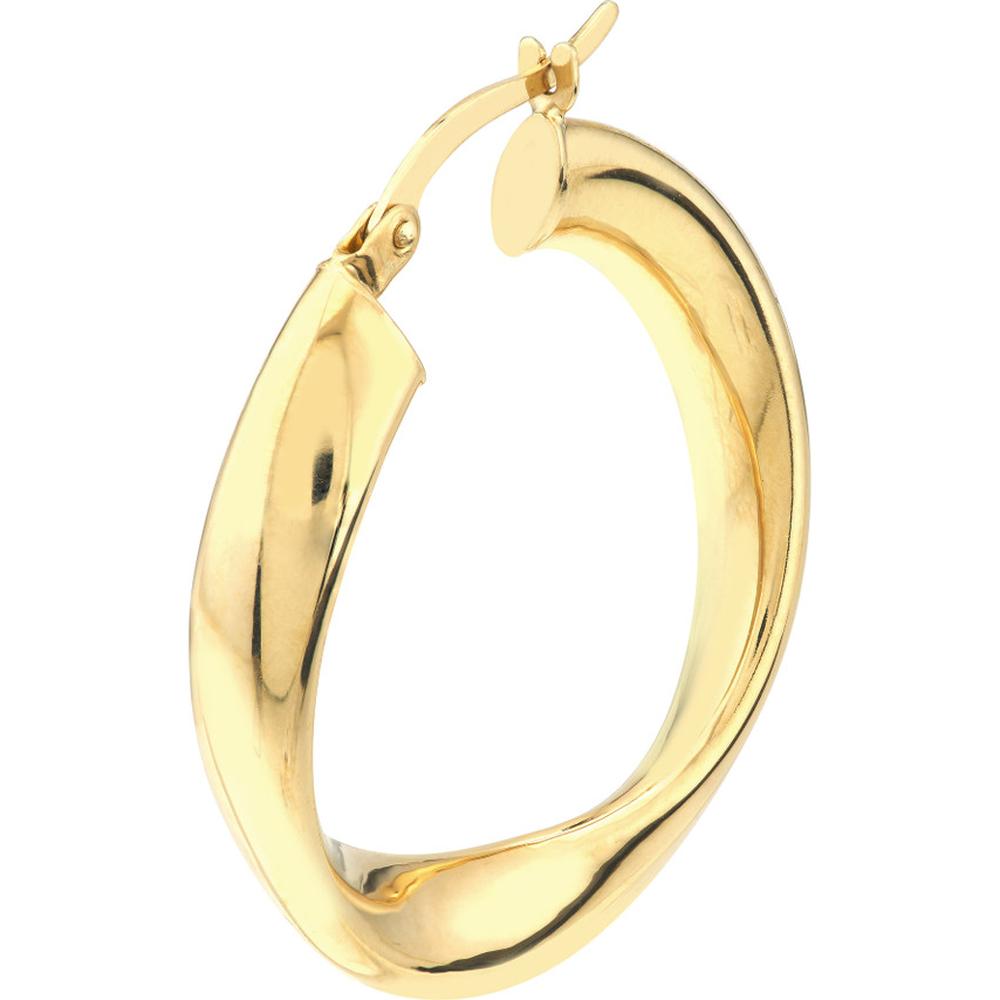 Olas d'Oro - 10K Yellow Gold 20mm Round Waved Polished Hoop Earrings - 2.55 Grams Total Weight