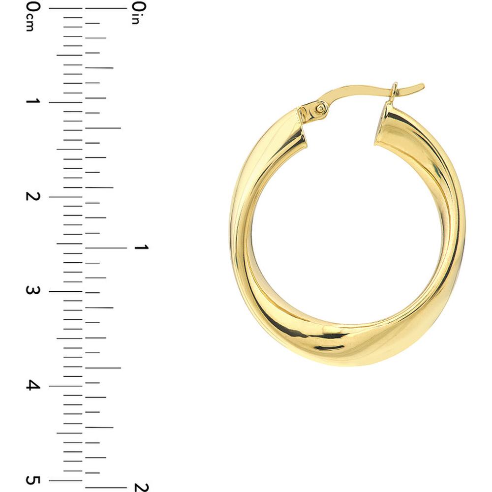 Olas d'Oro - 10K Yellow Gold 20mm Round Waved Polished Hoop Earrings - 2.55 Grams Total Weight