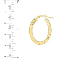 Olas d'Oro - 10K Yellow Gold 25mm Square Tube Diamond-Cut Oval Hoop Earrings