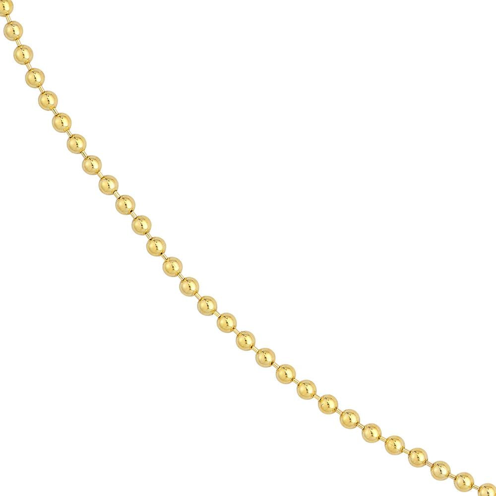 Olas d'Oro - 10K Yellow Gold 2mm Bead Chain Bracelet - 7.25" Length