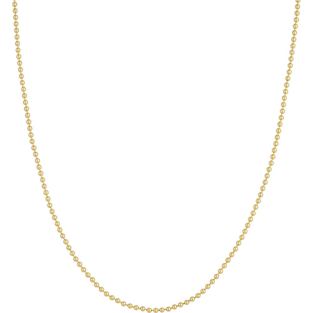Olas d'Oro - 10K Yellow Gold 2mm Bead Chain Necklace 16" - 5.1 Grams Average Weight