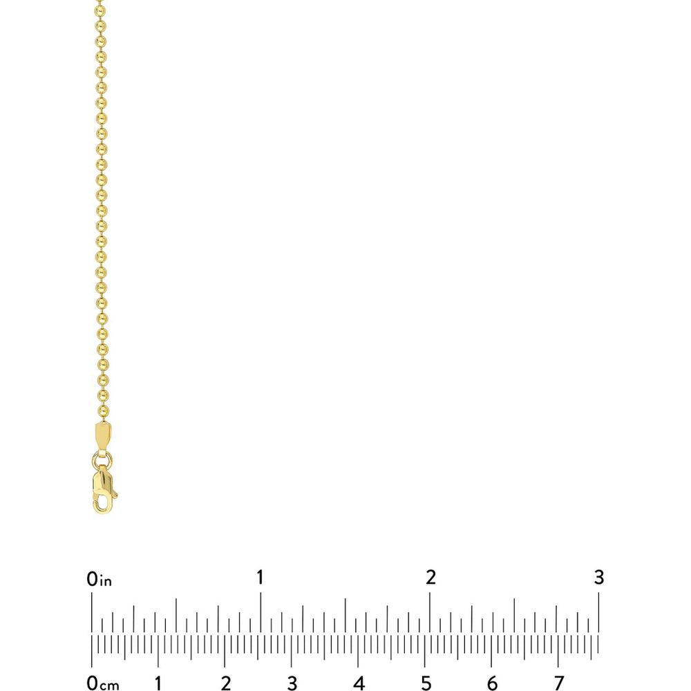 Olas d'Oro - 10K Yellow Gold 2mm Bead Chain Necklace - 20 Inch, Lobster Clasp