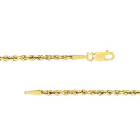 Olas d'Oro - 10K Yellow Gold 2mm Light Rope Chain Necklace - 20" Length