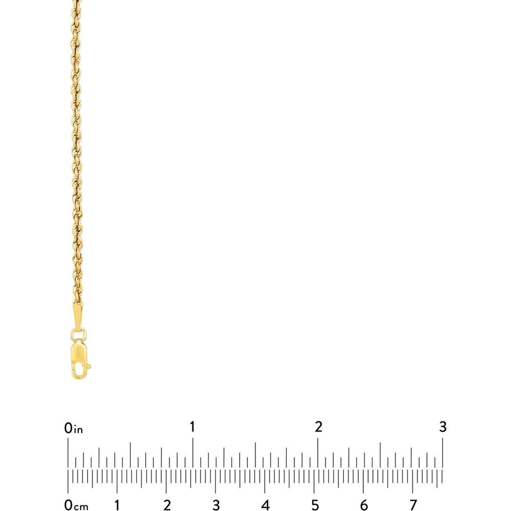 Olas d'Oro - 10K Yellow Gold 2mm Light Rope Chain Necklace - 20" Length