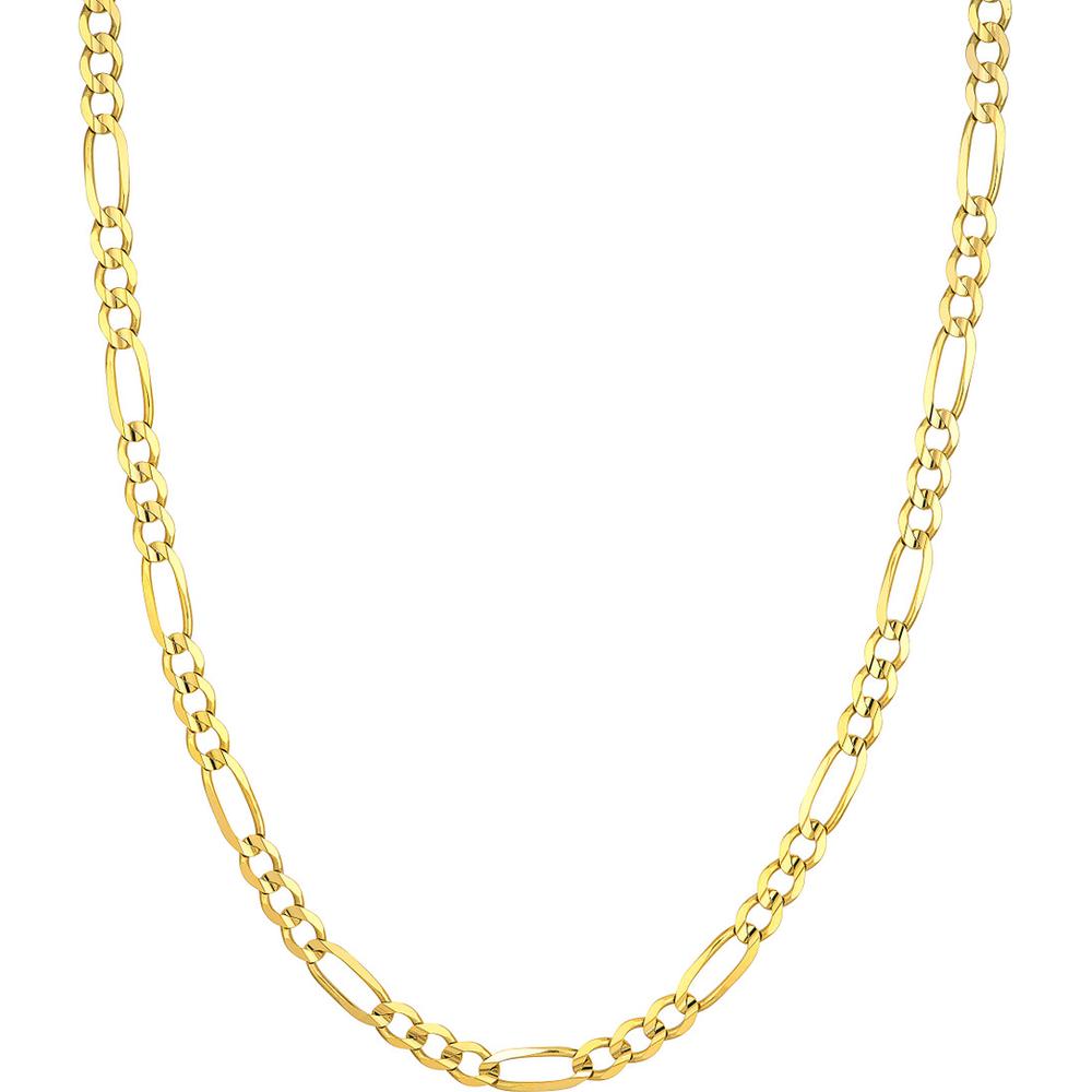 Olas d'Oro - 10K Yellow Gold 30" Light Concave Figaro Chain Necklace - 23.85g