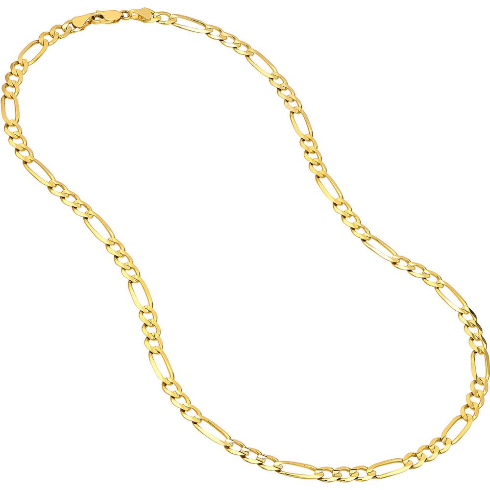 Olas d'Oro - 10K Yellow Gold 30" Light Concave Figaro Chain Necklace - 23.85g