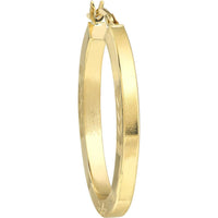 Olas d'Oro - 10K Yellow Gold 30mm Diamond-Cut Oval Hoop Earrings with Satin Finish - 2.85 Grams