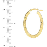 Olas d'Oro - 10K Yellow Gold 30mm Diamond-Cut Oval Hoop Earrings with Satin Finish - 2.85 Grams