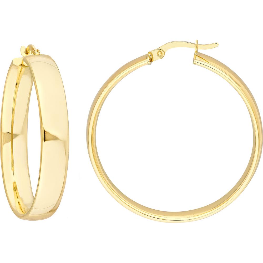 Olas d'Oro - 10K Yellow Gold 30mm Round Polished Hoop Earrings - 3.85 Grams Total Weight