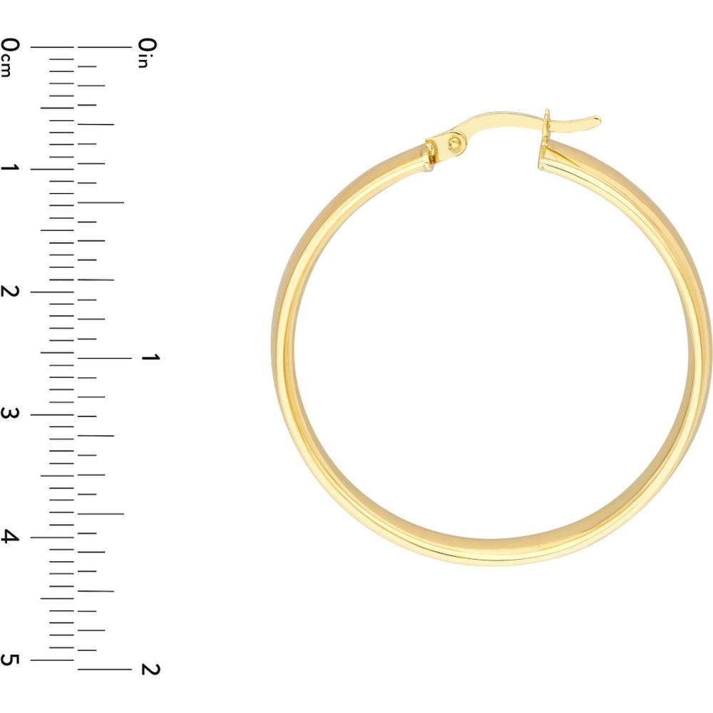 Olas d'Oro - 10K Yellow Gold 30mm Round Polished Hoop Earrings - 3.85 Grams Total Weight