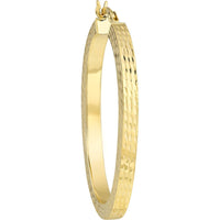 Olas d'Oro - 10K Yellow Gold 35mm Square Tube Diamond-Cut Finish Oval Hoops