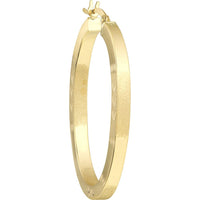 Olas d'Oro - 10K Yellow Gold 35mm Square Tube Diamond-Cut Oval Hoop Earrings - 3.50 Grams
