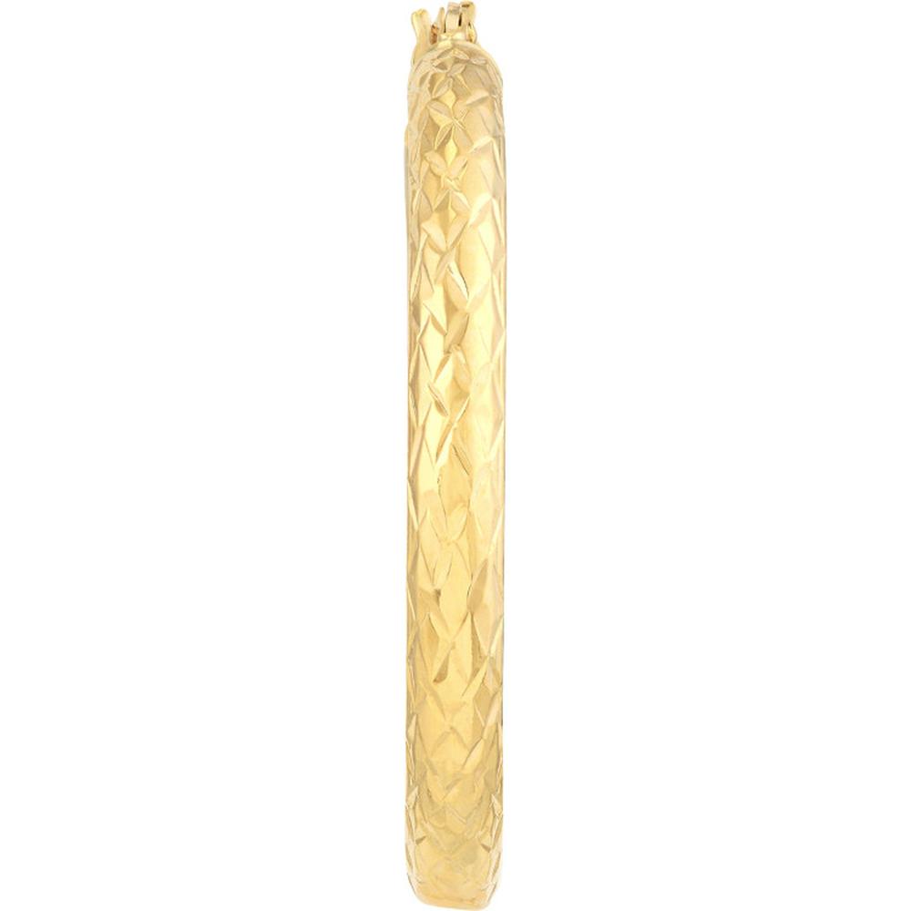 Olas d'Oro - 10K Yellow Gold 3mm x 30mm Diamond-Cut Hoop Earrings