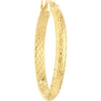 Olas d'Oro - 10K Yellow Gold 3mm x 30mm Diamond-Cut Hoop Earrings