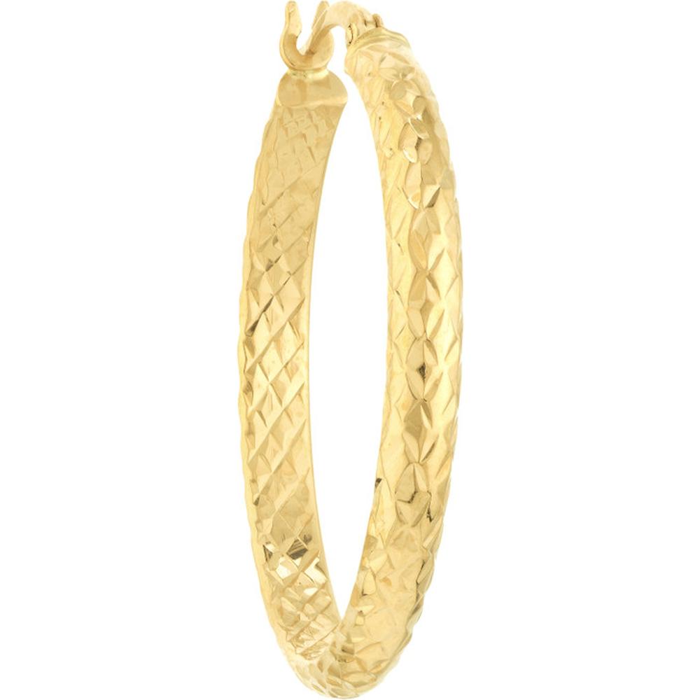Olas d'Oro - 10K Yellow Gold 3mm x 30mm Diamond-Cut Hoop Earrings
