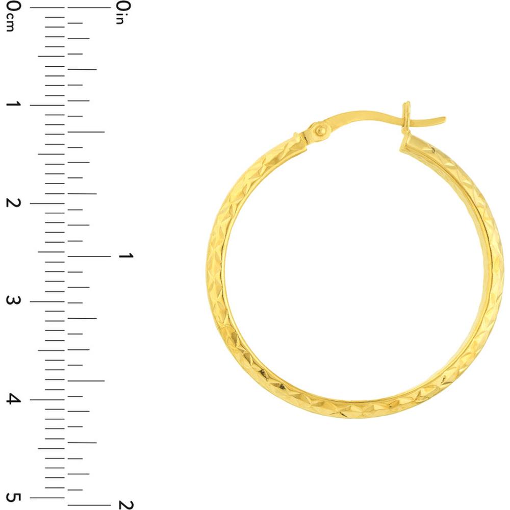 Olas d'Oro - 10K Yellow Gold 3mm x 30mm Diamond-Cut Hoop Earrings