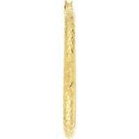 Olas d'Oro - 10K Yellow Gold 3mm x 40mm Diamond-Cut Hoop Earrings - 2.30 Grams Total Weight