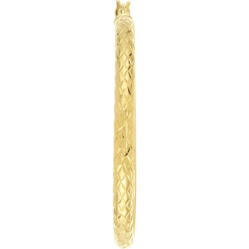 Olas d'Oro - 10K Yellow Gold 3mm x 40mm Diamond-Cut Hoop Earrings - 2.30 Grams Total Weight