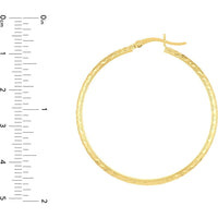 Olas d'Oro - 10K Yellow Gold 3mm x 40mm Diamond-Cut Hoop Earrings - 2.30 Grams Total Weight