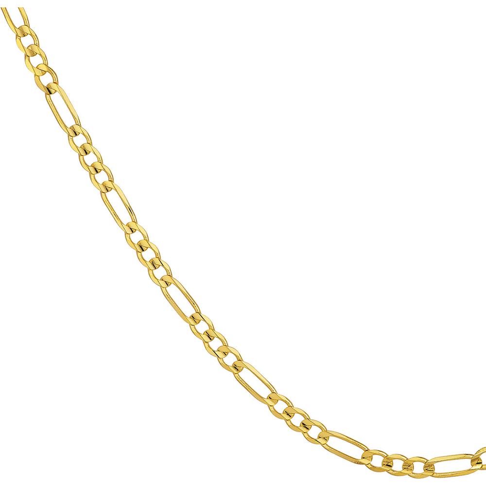 Olas d'Oro - 10K Yellow Gold 4.7mm Light Concave Figaro Chain Necklace - 22" Length, Lobster Clasp Closure
