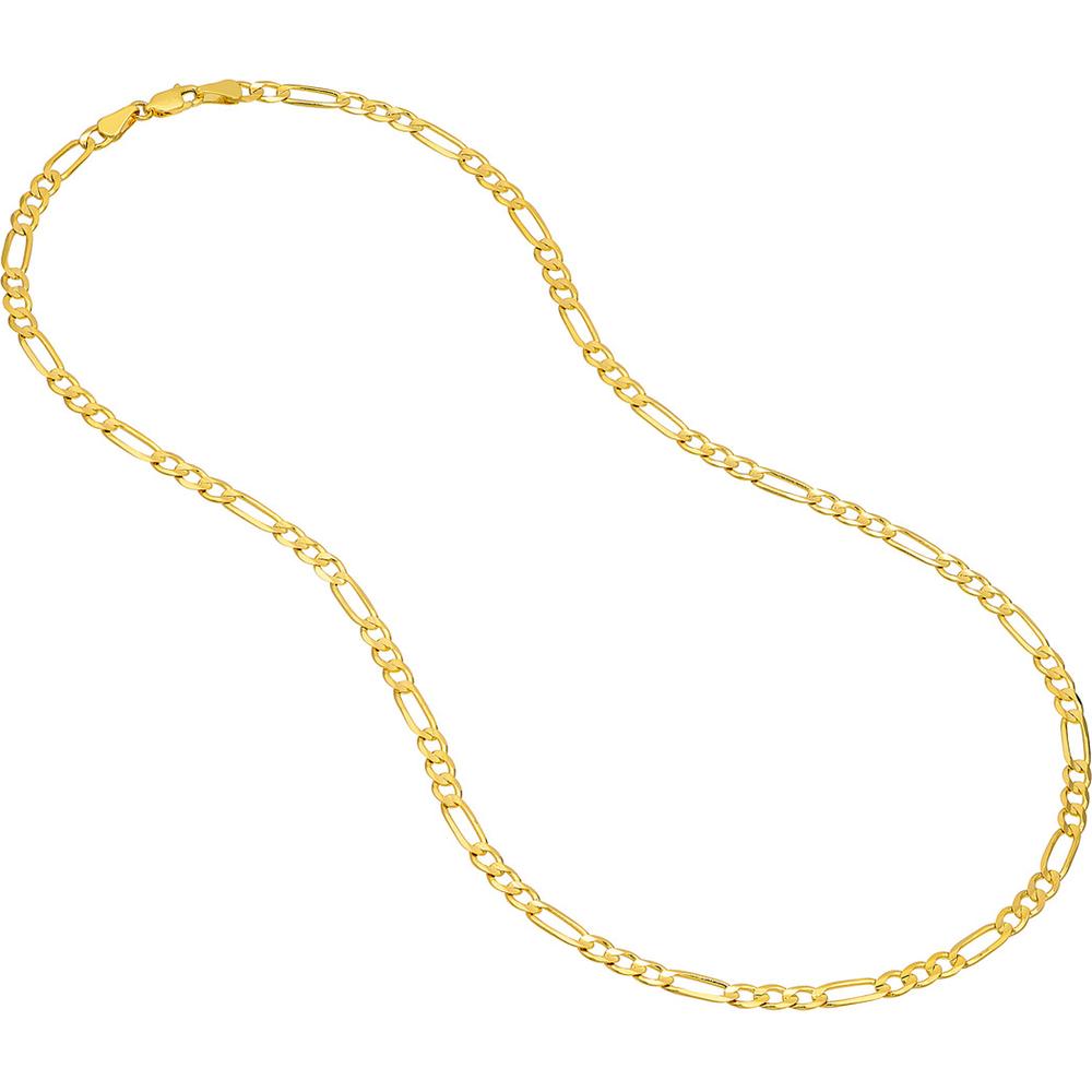 Olas d'Oro - 10K Yellow Gold 4.7mm Light Concave Figaro Chain Necklace with Lobster Clasp  30 Length