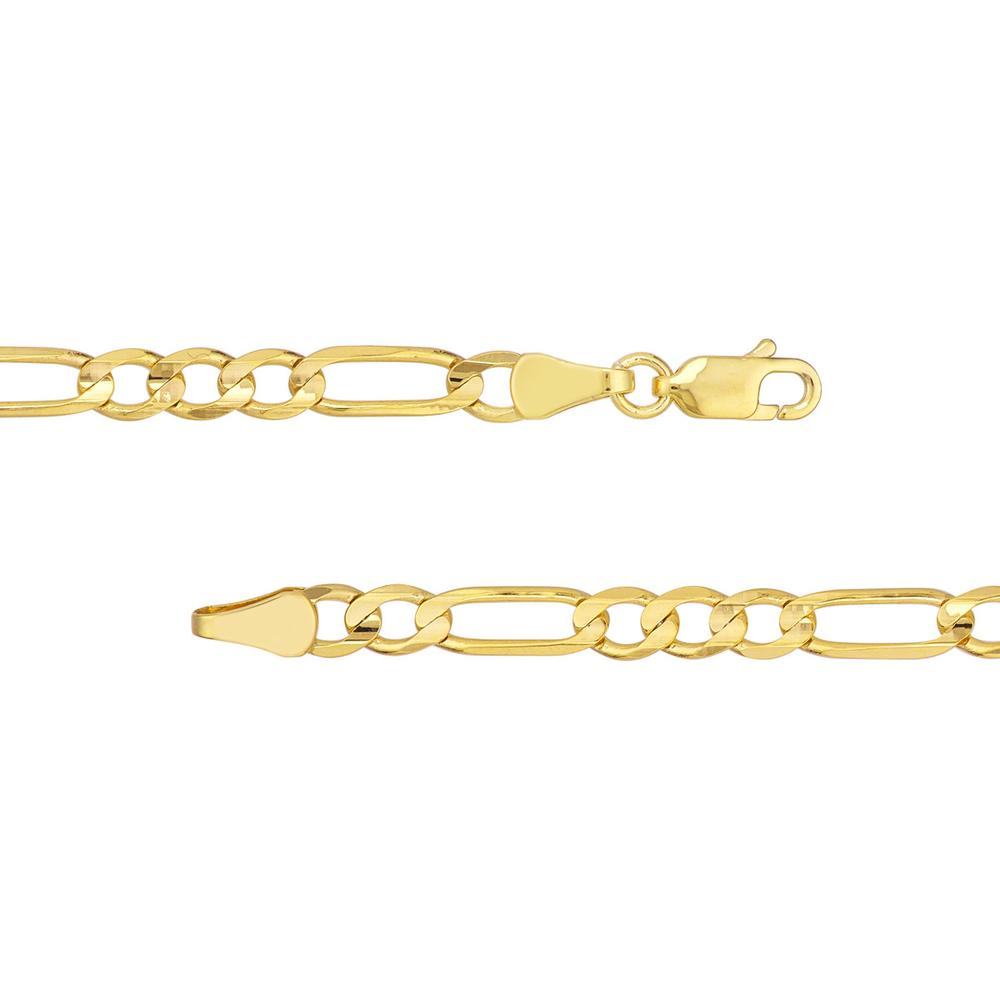Olas d'Oro - 10K Yellow Gold 4.7mm Light Concave Figaro Chain Necklace with Lobster Clasp  30 Length