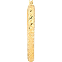 Olas d'Oro - 10K Yellow Gold 4mm x 32mm Diamond-Cut Oval Hoop Earrings - 2.70g Total Weight