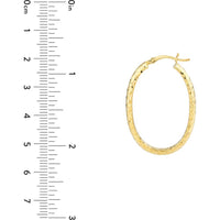 Olas d'Oro - 10K Yellow Gold 4mm x 32mm Diamond-Cut Oval Hoop Earrings - 2.70g Total Weight