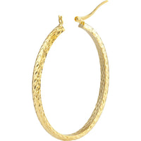 Olas d'Oro - 10K Yellow Gold 4mm x 42mm Diamond-Cut Oval Hoop Earrings - 3.30g Total Weight