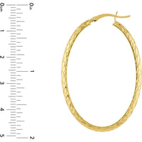 Olas d'Oro - 10K Yellow Gold 4mm x 42mm Diamond-Cut Oval Hoop Earrings - 3.30g Total Weight
